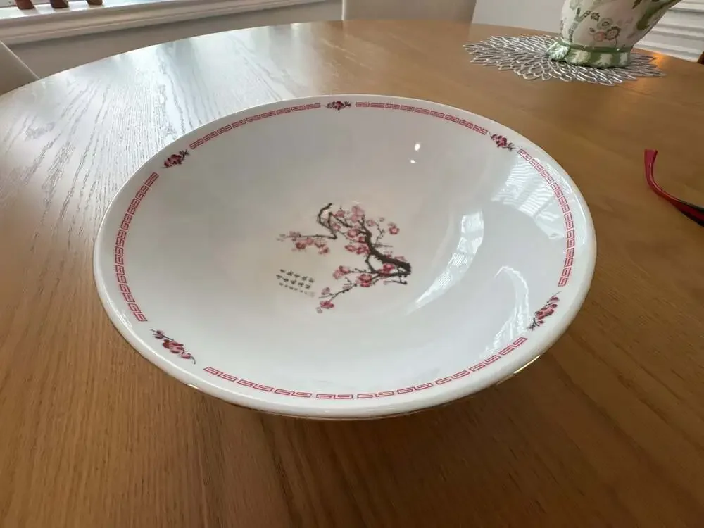 Tatung Taiwan Vintage Porcelain Serving Bowl with Plum Blossom Floral Design
